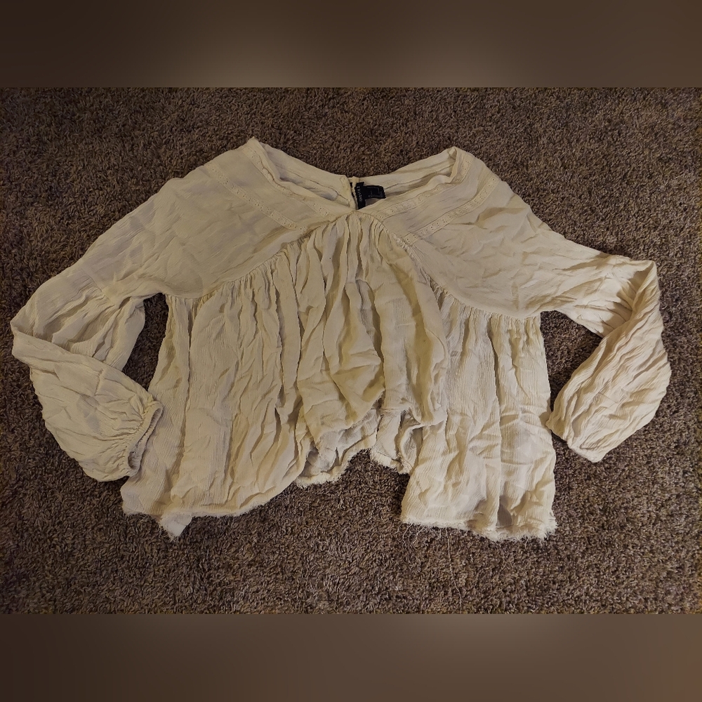 Flowy Long Sleeved Crop Top with Slit Back